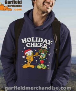 christmas garfield holiday cheer odie navy men hoodie