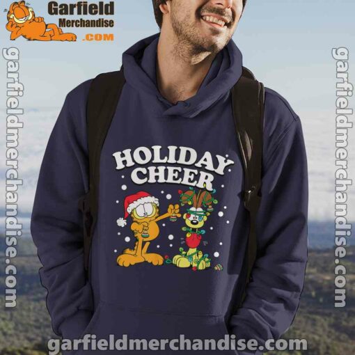 christmas garfield holiday cheer odie navy men hoodie