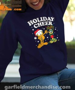 christmas garfield holiday cheer odie navy women hoodies