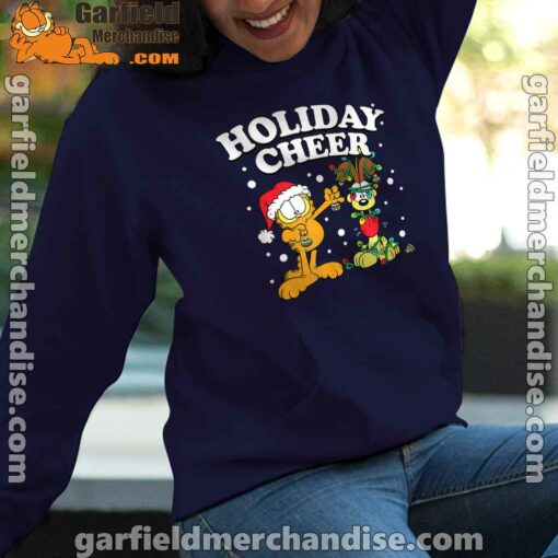 christmas garfield holiday cheer odie navy women hoodies