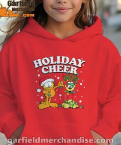 christmas garfield holiday cheer odie red hoodie youth girl