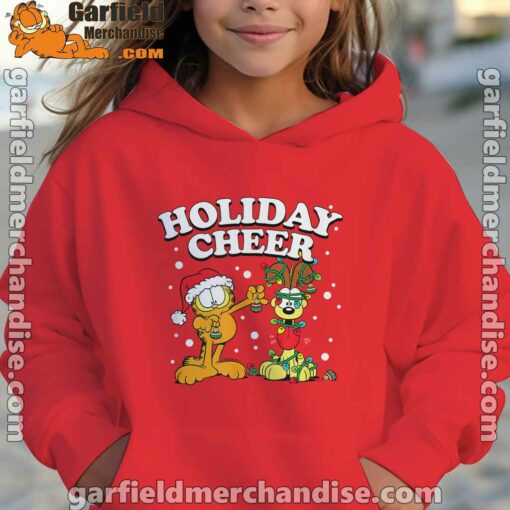 christmas garfield holiday cheer odie red hoodie youth girl