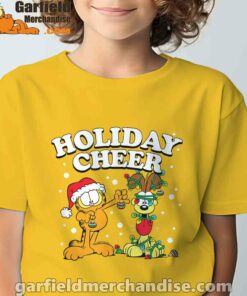 christmas garfield holiday cheer odie yellow t shirt for kid boy