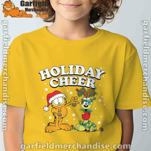 christmas garfield holiday cheer odie yellow t shirt for kid boy