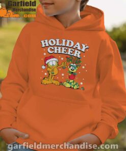 christmas garfield holiday cheer odie youth boy orange hoodie