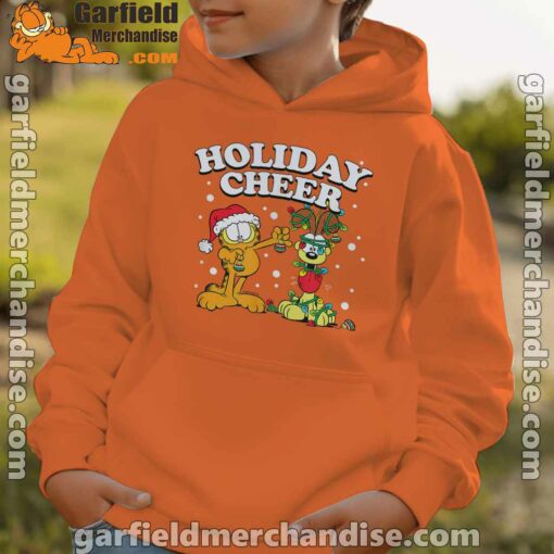 christmas garfield holiday cheer odie youth boy orange hoodie