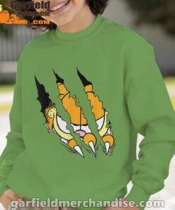 claws the garfield getting what want green sweatshirt kids boy