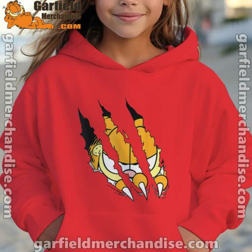 claws the garfield getting what want red hoodie youth girl