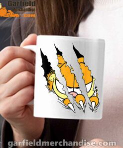 claws the garfield getting what want white mug