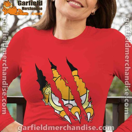 claws the garfield getting what want women red long sleeve