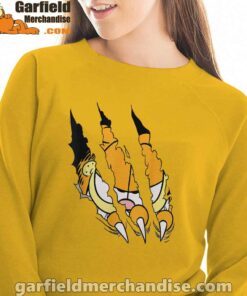 claws the garfield getting what want yellow sweatshirt for women