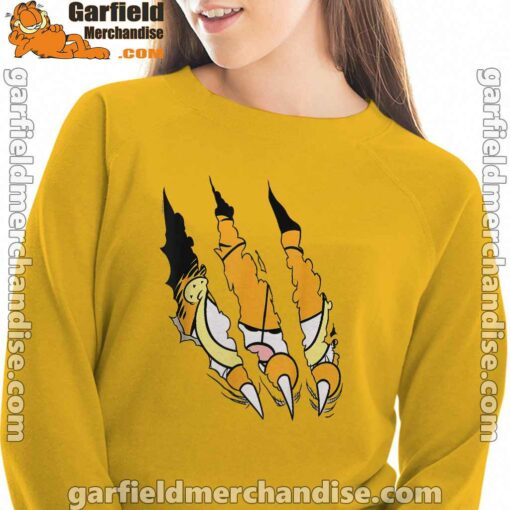 claws the garfield getting what want yellow sweatshirt for women