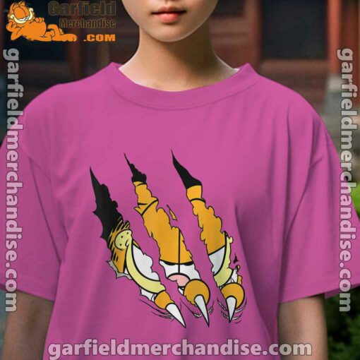 claws the garfield getting what want youth girl pink t shirt