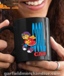 cool garfield cats nap hard and eat harder black mug