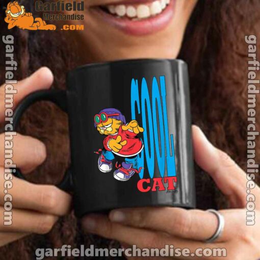 cool garfield cats nap hard and eat harder black mug