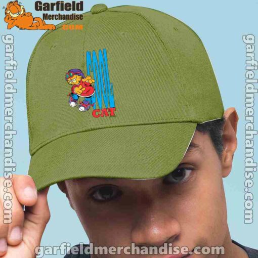 cool garfield cats nap hard and eat harder green hat