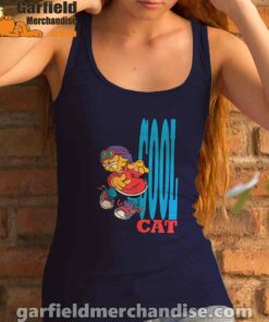 cool garfield cats nap hard and eat harder navy tank top with women