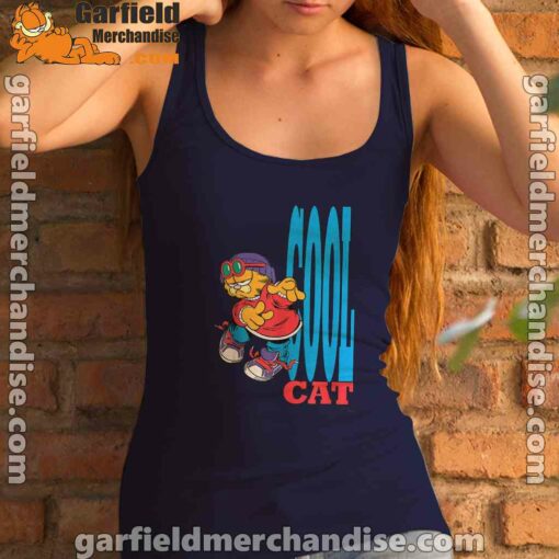 cool garfield cats nap hard and eat harder navy tank top with women