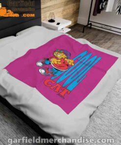 cool garfield cats nap hard and eat harder pink blanket