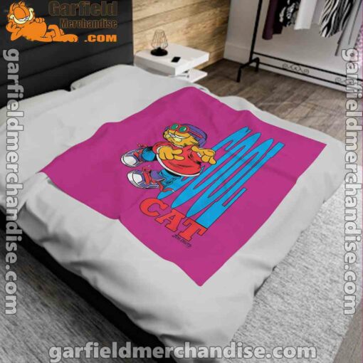 cool garfield cats nap hard and eat harder pink blanket