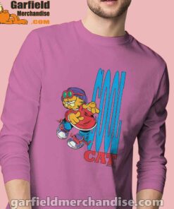 cool garfield cats nap hard and eat harder pink long sleeve men