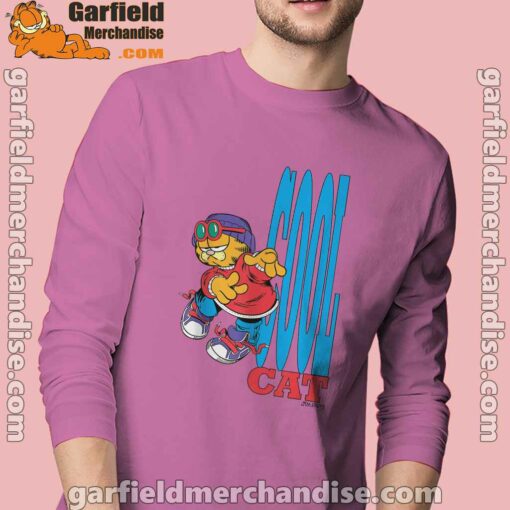 cool garfield cats nap hard and eat harder pink long sleeve men