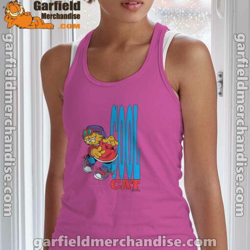 cool garfield cats nap hard and eat harder pink tank top women