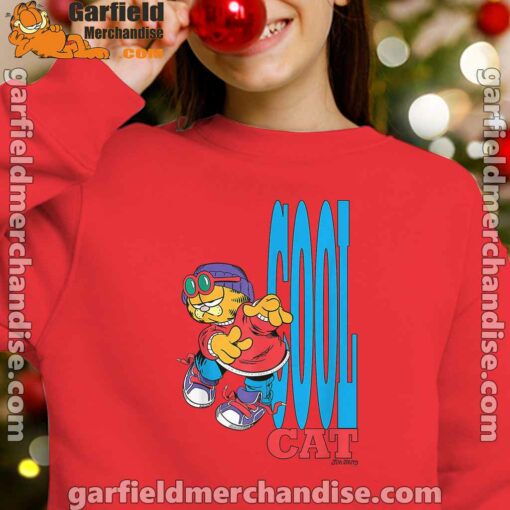 cool garfield cats nap hard and eat harder red kid girl sweatshirts