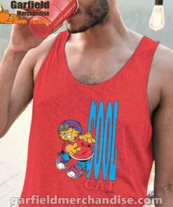 cool garfield cats nap hard and eat harder red tank tops for men