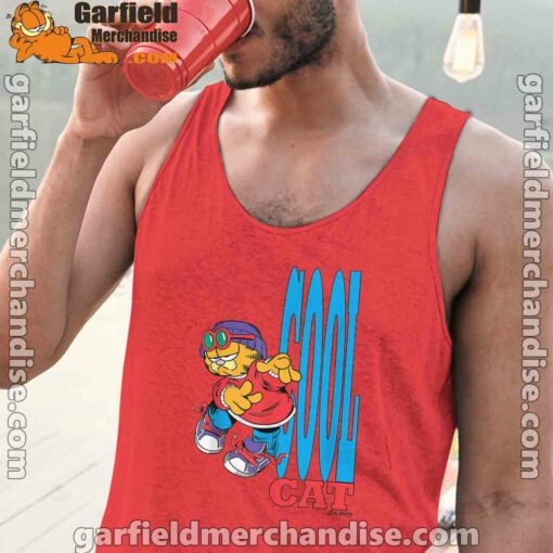 cool garfield cats nap hard and eat harder red tank tops for men