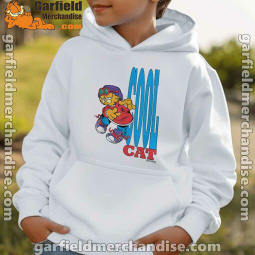 cool garfield cats nap hard and eat harder white hoodie for boy kids