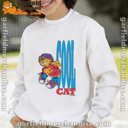 cool garfield cats nap hard and eat harder white sweatshirt for kid boy