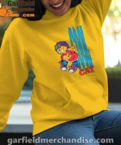 cool garfield cats nap hard and eat harder yellow hoodie for women