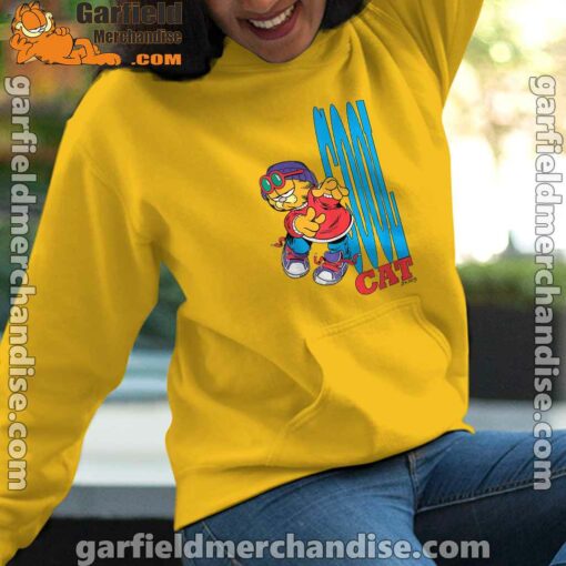 cool garfield cats nap hard and eat harder yellow hoodie for women