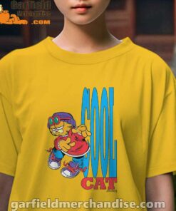 cool garfield cats nap hard and eat harder yellow kids girl t shirts