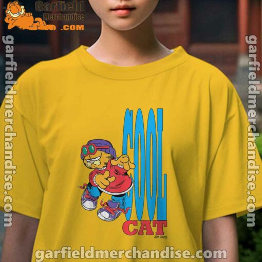 cool garfield cats nap hard and eat harder yellow kids girl t shirts