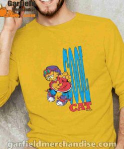 cool garfield cats nap hard and eat harder yellow long sleeve man