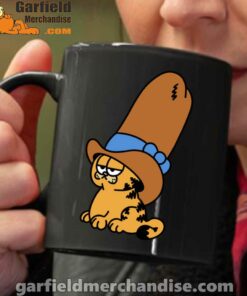 cowboy garfield smile on the day black coffee mug