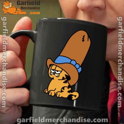 cowboy garfield smile on the day black coffee mug