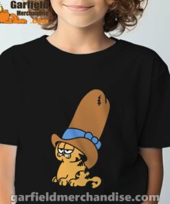 cowboy garfield smile on the day black t shirt for kids boy