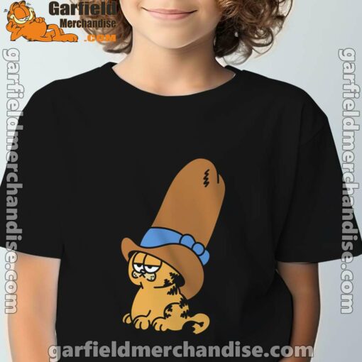 cowboy garfield smile on the day black t shirt for kids boy