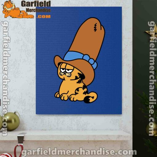 cowboy garfield smile on the day blue canvas