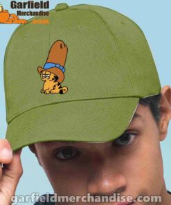 cowboy garfield smile on the day green hat