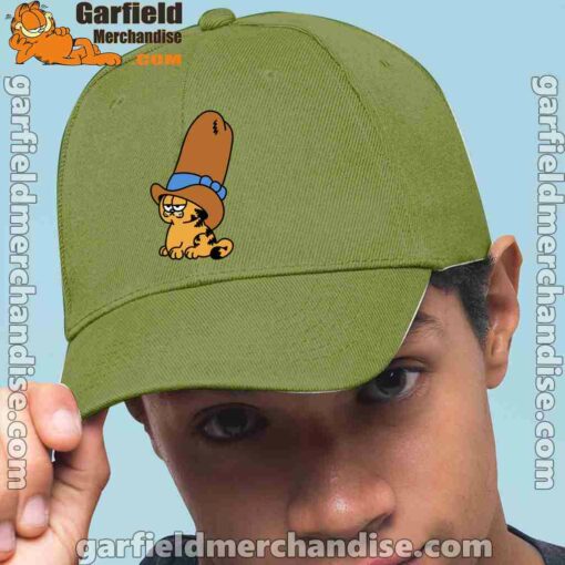 cowboy garfield smile on the day green hat