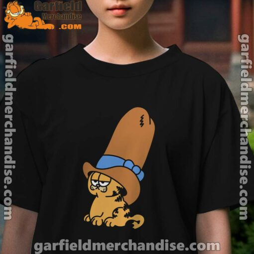 cowboy garfield smile on the day kids girl black t shirt