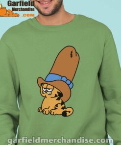 cowboy garfield smile on the day men green sweatshirts