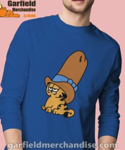 cowboy garfield smile on the day men's blue long sleeve