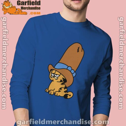 cowboy garfield smile on the day men's blue long sleeve