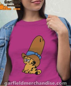 cowboy garfield smile on the day pink women shirt