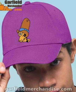 cowboy garfield smile on the day purple hat